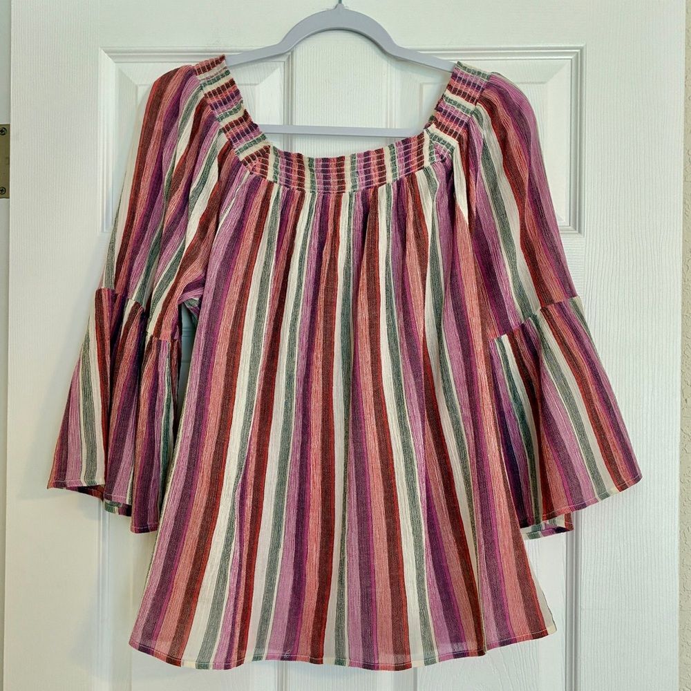 Chaps Top Women’s L Boho Peasant
Stripe Tunic Festival Artsy Cottagecore
